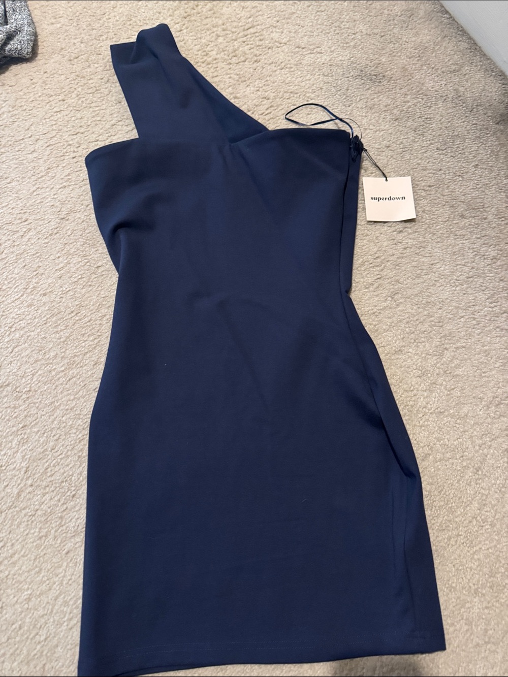 superdown One-Shoulder Navy Bodycon Mini Dress